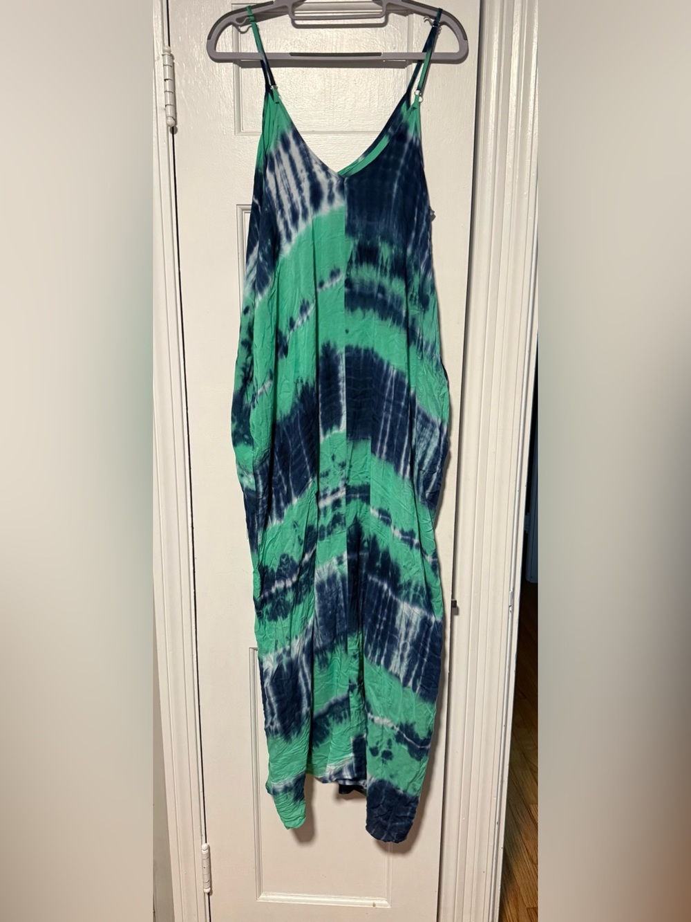 lovestitch Green and Navy Tie-Dye Maxi Dress - Picture 3 of 3